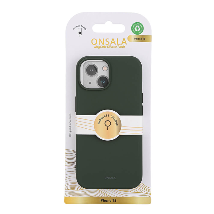 Onsala - Onsala iPhone 15 Mobilskal MagSafe Silikon - Olive Grön