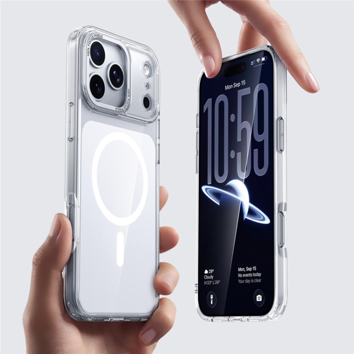 A-One Brand - iPhone 17 Pro Mobilskal MagSafe TPU Acrylic - Silver