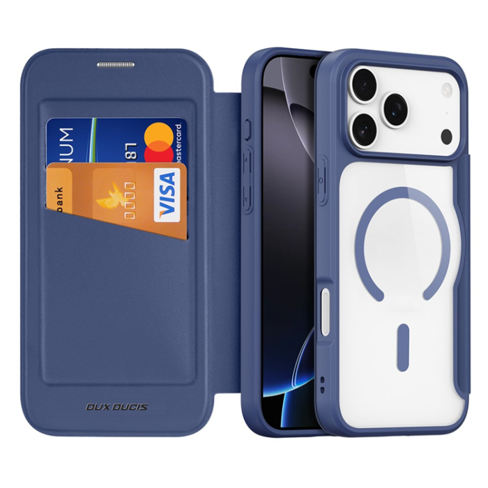 Dux Ducis - Dux Ducis iPhone 17 Pro Max Plånboksfodral MagSafe Skin X Pro - Blå