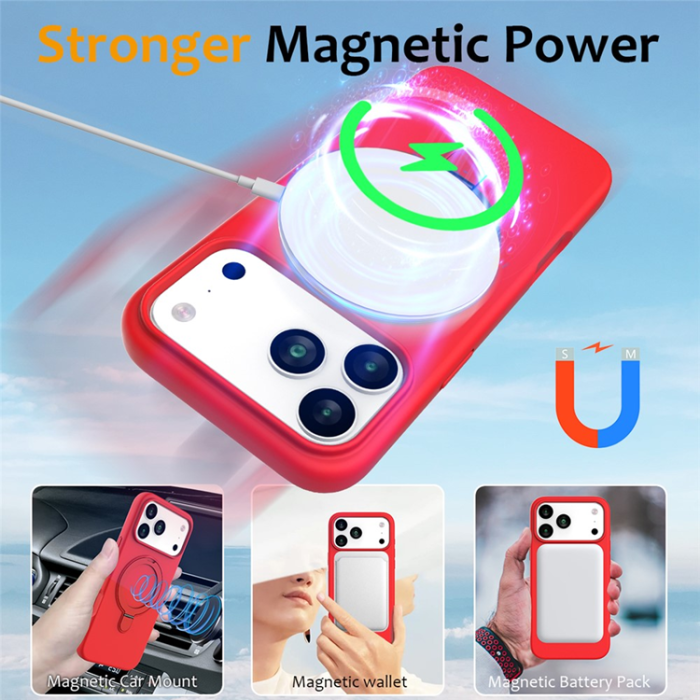 A-One Brand - iPhone 17 Pro Mobiskal MagSafe Kickstand PC + Silikon - Röd