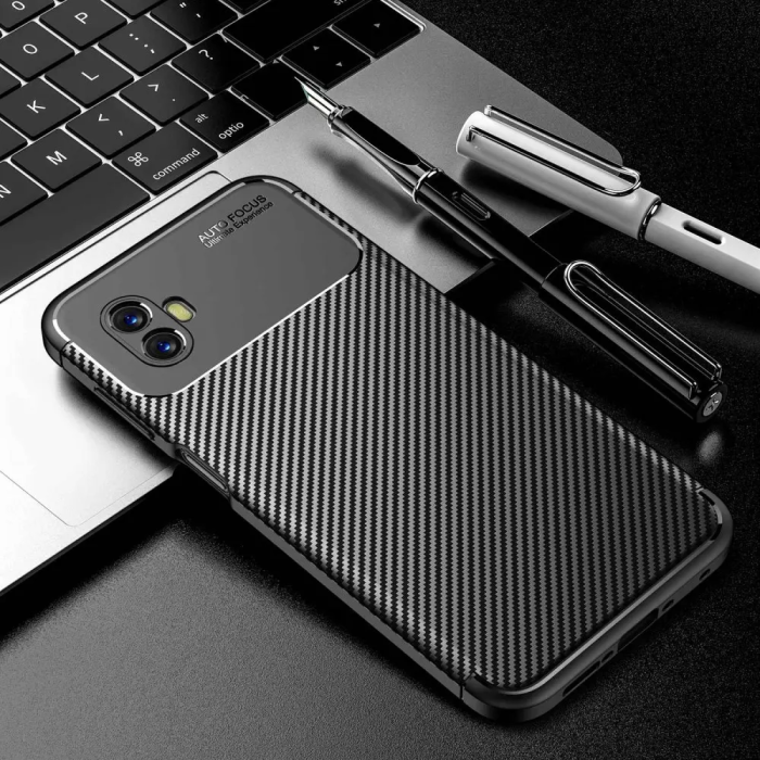 Taltech - Galaxy Xcover 6 Pro Mobilskal Carbon Fiber Texture - Svart