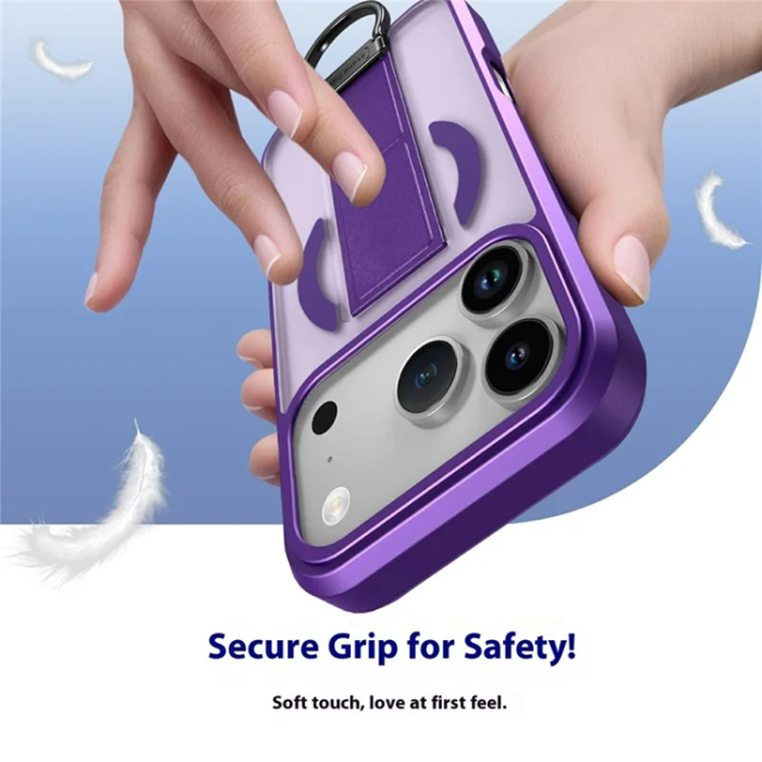 A-One Brand - iPhone 17 Pro Max Mobilskal Magsafe D-Ring Kickstand - Lila