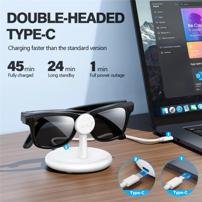 A-One Brand - Laddningsställ AR Smart Glasögon För Ray-Ban Meta - Vit