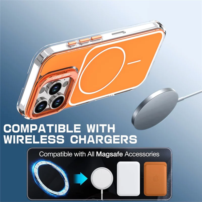 A-One Brand - Mobilskal till iPhone 16 Pro Max MagSafe Lens Kickstand med Handrem - Orange