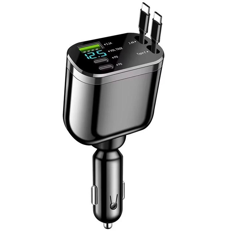 5in1 Billaddare 2x USB-C Retractable Kabel | 505295 | AlltMobil