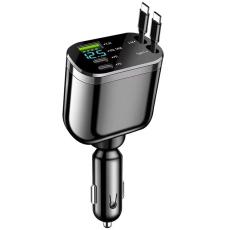 A-One Brand - 5in1 Billaddare 2x USB-C Retractable Kabel