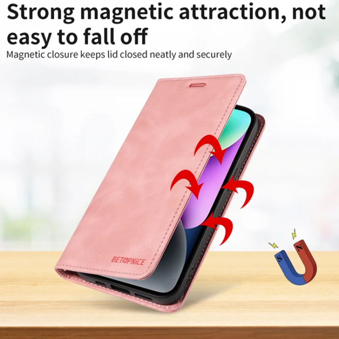 BETOPNICE - Betopnice iPhone 17 Plånboksfodral Magnetic RFID Blocking - Rosa