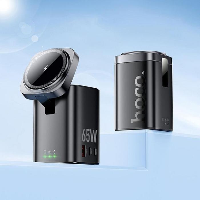 Hoco - Hoco 6in1 Trådlös Laddare Apple Watch, iPhone, Airpods 65W - Svart