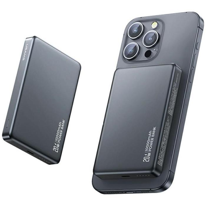 USAMS - USAMS Magnetisk Trådlös Powerbank 10000mAh 20W - Titanium
