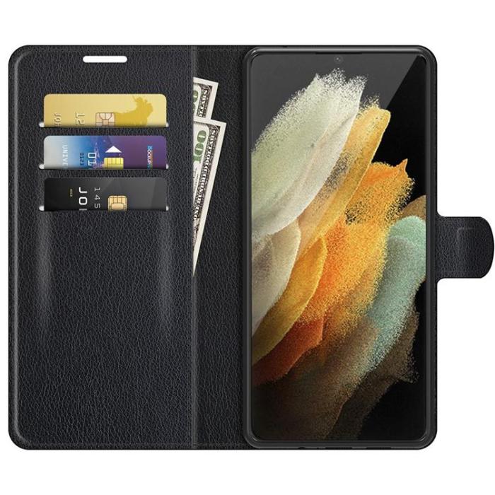A-One Brand - Litchi Magnetic Fodral Galaxy S22 Ultra 5G - Svart