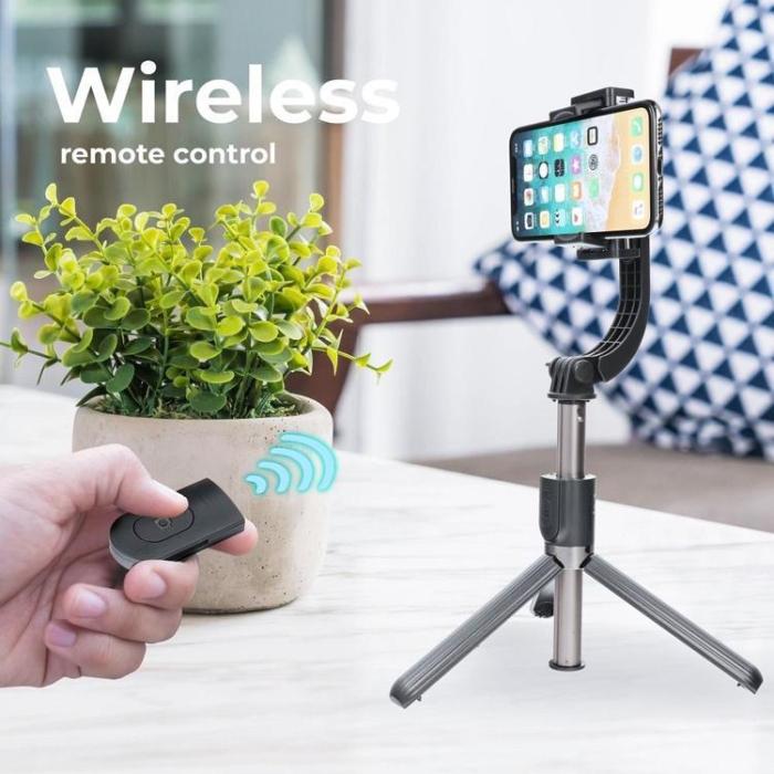 OEM - Combo Selfiestick med Tripod och fjärrkontroll GIMBAL STABILIZER - Svart