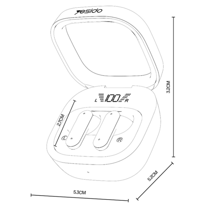 Yesido - YESIDO TWS Trådlösa Bluetooth-Hörlurar Semi In-ear TWS36 - Svart