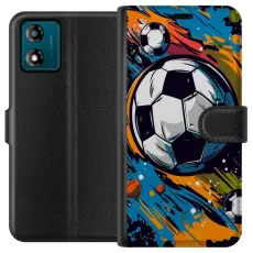 Gustaf - Pl&aring;nboksfodral till Motorola Moto E13 med Fotbollar