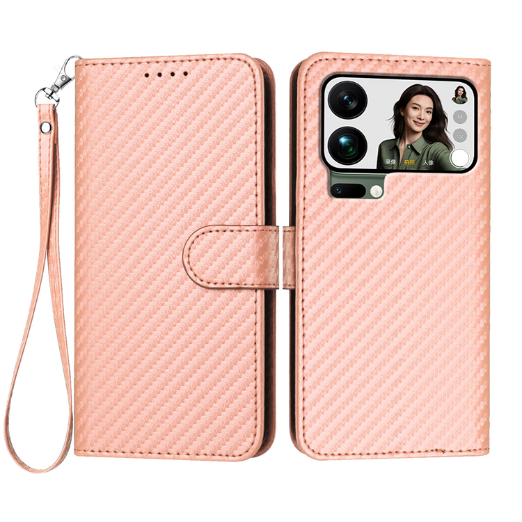 Xiaomi 17 Pro Max Konstläder Plånboksfodral Carbon Fiber (Rosa) | 2353 | AlltMobil