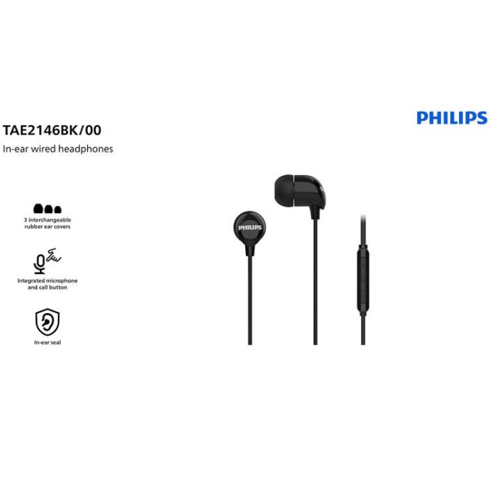 Philips - PHILIPS In-Ear-Hörlurar med Kabel Fjärrkontroll - Svart