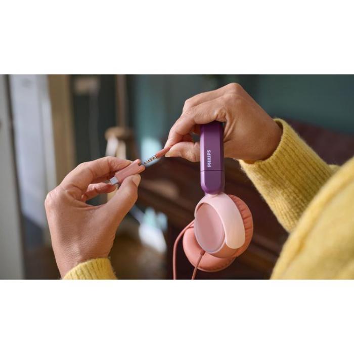 Philips - PHILIPS On-Ear Hörlurar Barn Volymbegränsning 85dB Kabel - Magentalila
