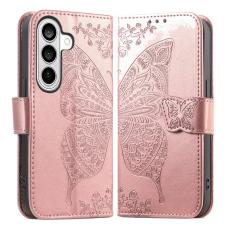 OEM - Pl&aring;nboksfodral f&ouml;r Samsung Galaxy S26 Konstl&auml;der med rem - Ros&eacute;guld