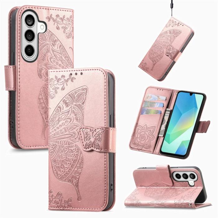 OEM - Plånboksfodral för Samsung Galaxy S26 Konstläder med rem - Roséguld
