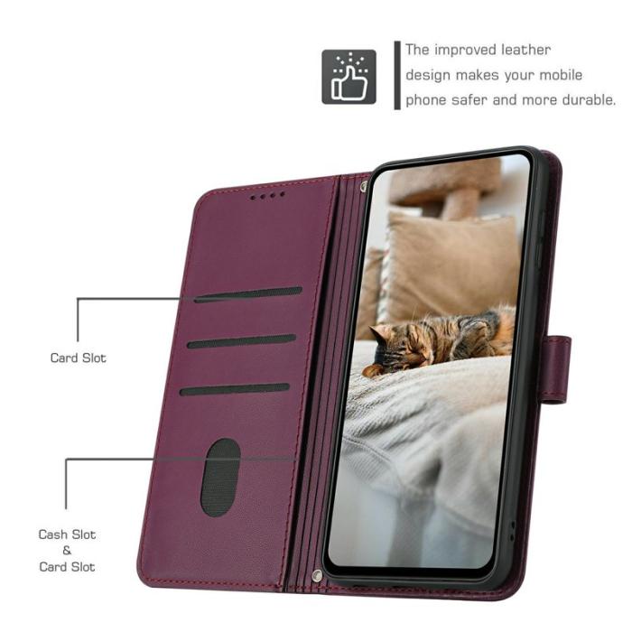 OEM - Plånboksfodral för Samsung Galaxy S26 Konstläder med rem - Vinröd