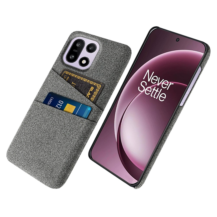 OnePlus 15 5G Mobilskal Korthållare Cloth + Hard PC - Grå (Grå) | 2353 | AlltMobil