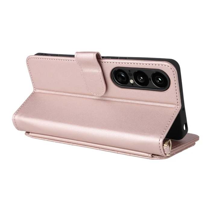 A-One Brand - Sony Xperia 1 VII Plånboksfodral Kickstand med Axelrem - Ljusrosa