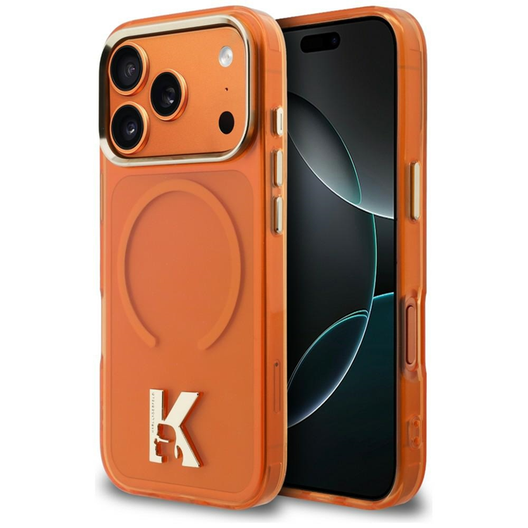 Karl Lagerfeld iPhone 17 Pro Mobilskal Magsafe IML K Head Logo - Orange