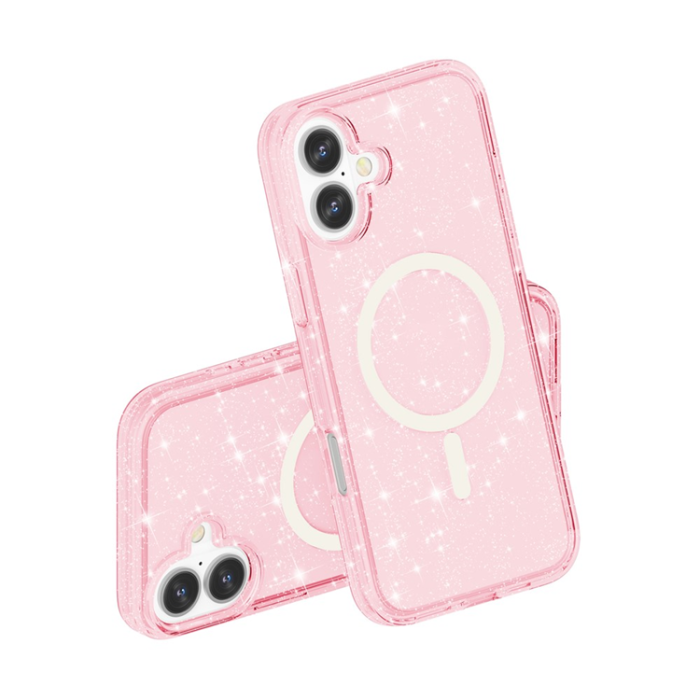A-One Brand - iPhone 17 Mobilskal MagSafe Puderglitter - Rosa
