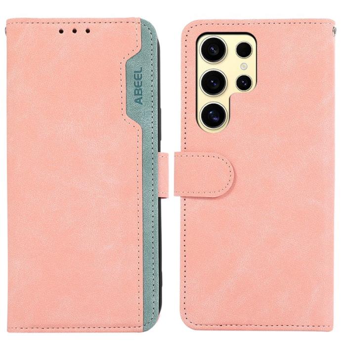 ABEEL - ABEEL Mobilskal till Samsung Galaxy S25 Ultra Splicing Konstläder Flip Rosa