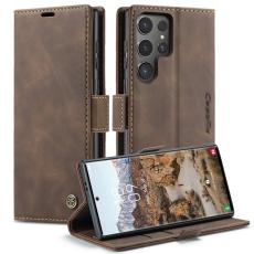 Caseme - CASEME 013 Series Samsung Galaxy S24 Ultra Konstl&auml;der Pl&aring;nboksfodral - Brun