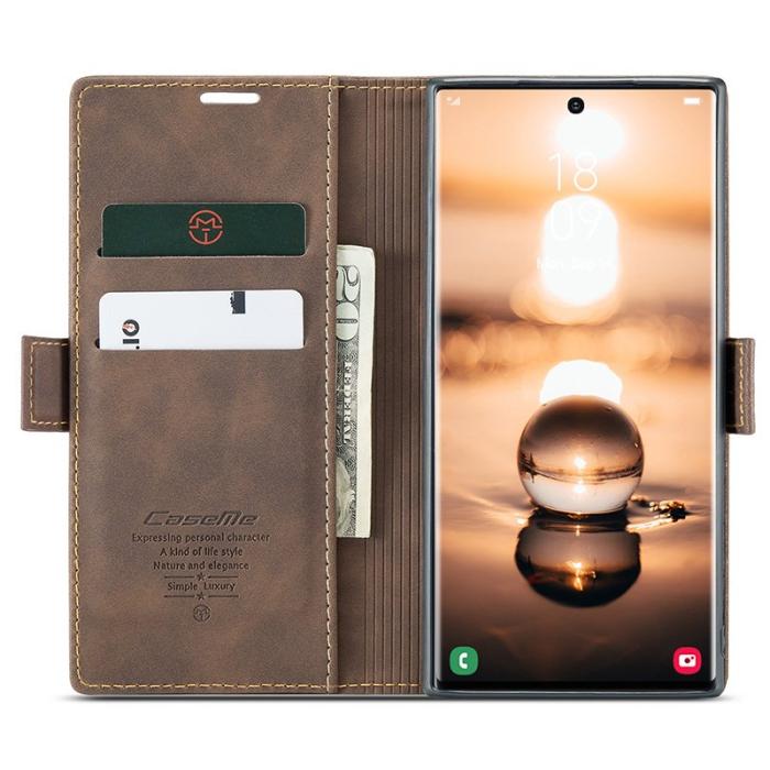 Caseme - CASEME 013 Series Samsung Galaxy S24 Ultra Konstläder Plånboksfodral - Brun