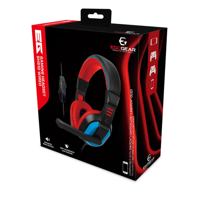 EGOGEAR - EGOGEAR Headset Trådat 3.5mm för NSW SHS10 - Röd/Blå