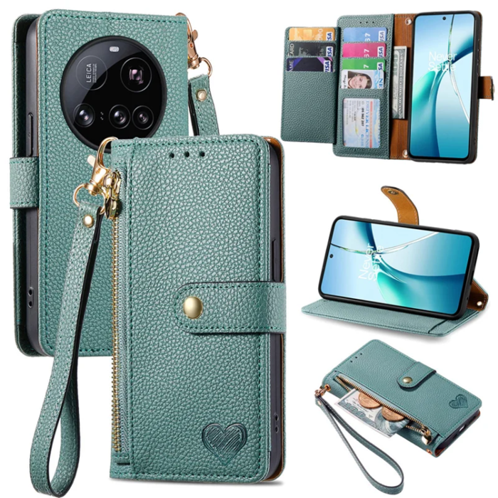 A-One Brand - Xiaomi 15 Ultra Plånboksfodral RFID Blocking Zipper - Grön