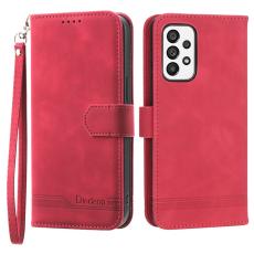 DIERFENG - DIERFENG DF-03 Pl&aring;nboksfodral till Samsung Galaxy A73 5G - Konstl&auml;der - R&ouml;d