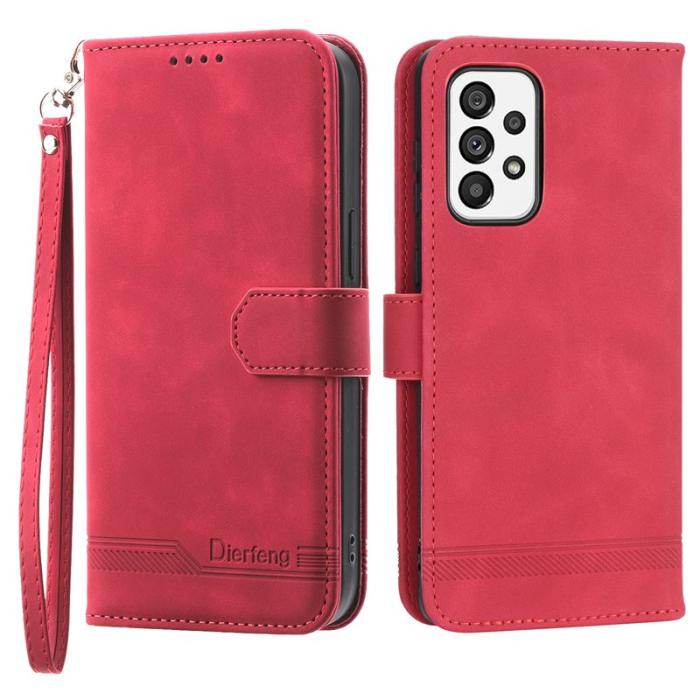 DIERFENG - DIERFENG DF-03 Plånboksfodral till Samsung Galaxy A73 5G - Konstläder - Röd