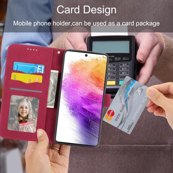 DIERFENG - DIERFENG DF-03 Plånboksfodral till Samsung Galaxy A73 5G - Konstläder - Röd