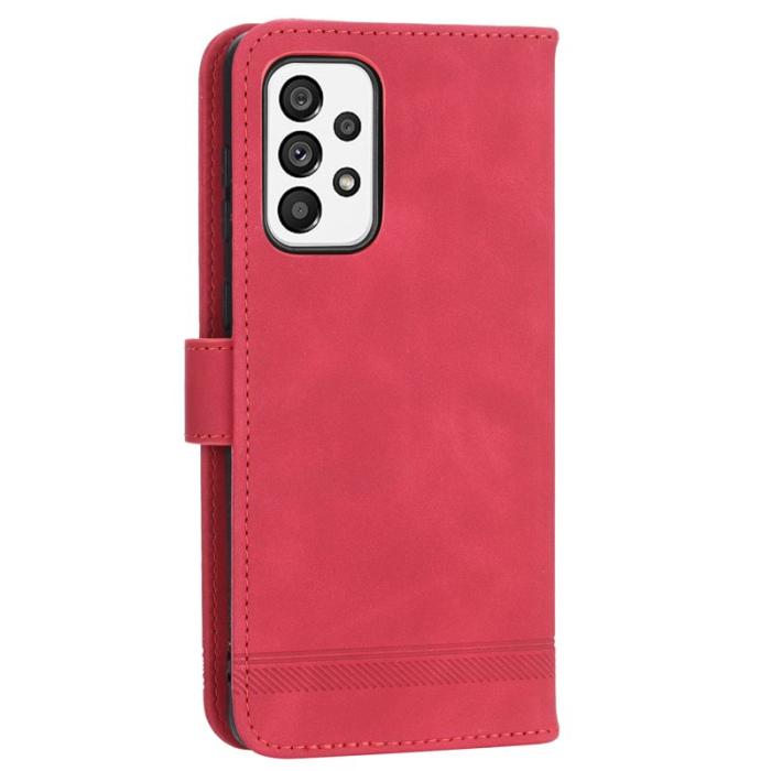 DIERFENG - DIERFENG DF-03 Plånboksfodral till Samsung Galaxy A73 5G - Konstläder - Röd