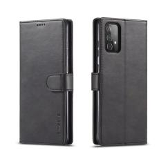 LC.imeeke - LC.IMEEKE Samsung Galaxy A52 4G/5G Pl&aring;nboksfodral Konstl&auml;der - Svart