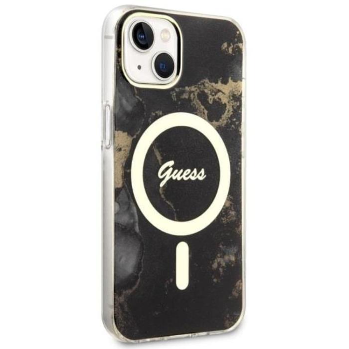 Guess - Guess iPhone 14 Plus Mobilskal MagSafe Guld Marble - Svart