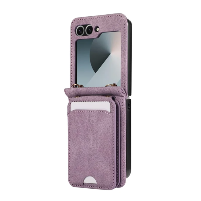 A-One Brand - Galaxy Z Flip7 Plånboksfodral Kickstand med Axelrem - Lila