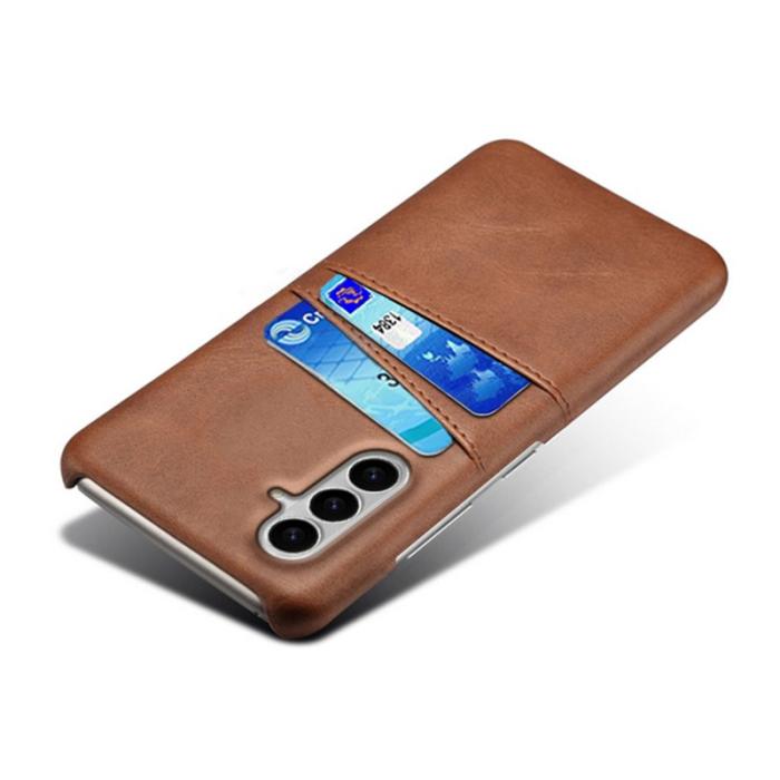 OEM - Samsung Galaxy S26 / S26 Pro Skal Dual Card Slots PU Läder - Brun