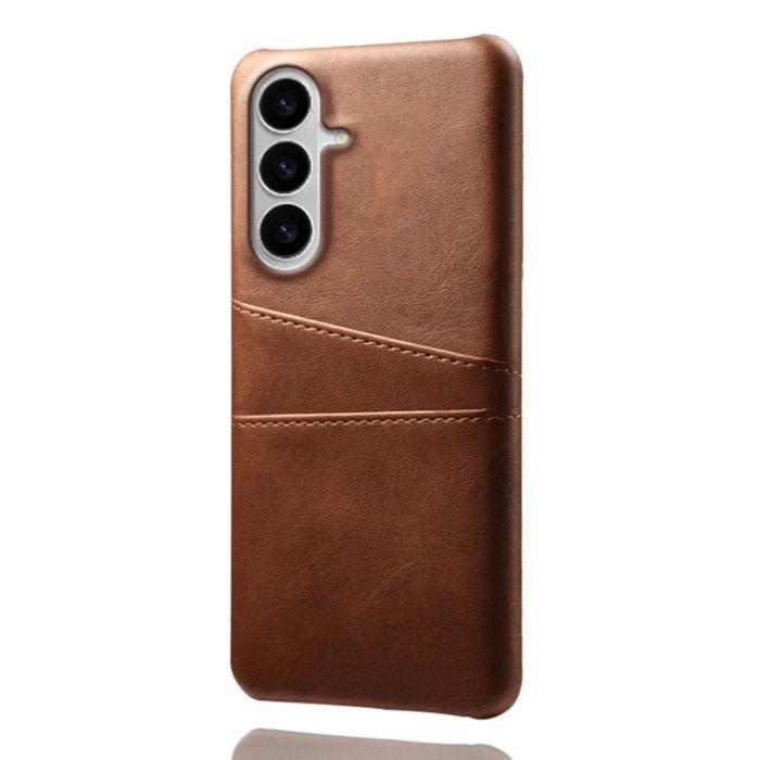 OEM - Samsung Galaxy S26 / S26 Pro Skal Dual Card Slots PU Läder - Brun