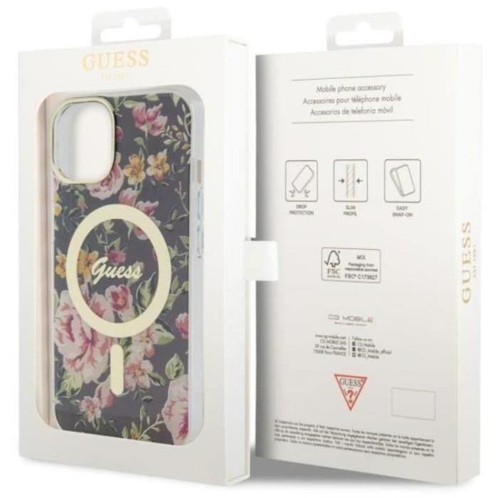 Guess - Guess iPhone 14 Plus Mobilskal MagSafe Flower - Svart