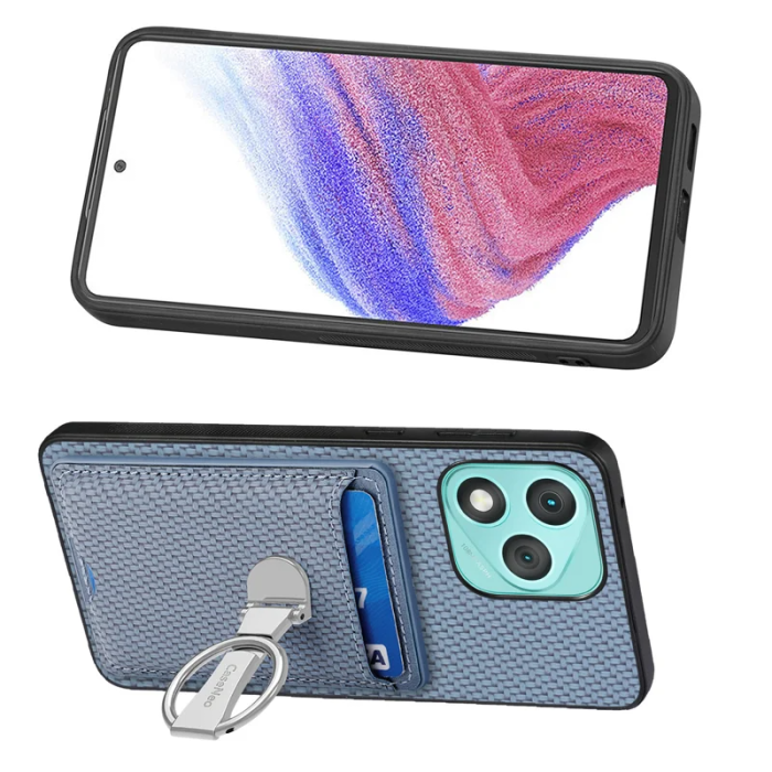 A-One Brand - Honor 400 Lite Mobilskal Korthållare Carbon Fiber - Blå