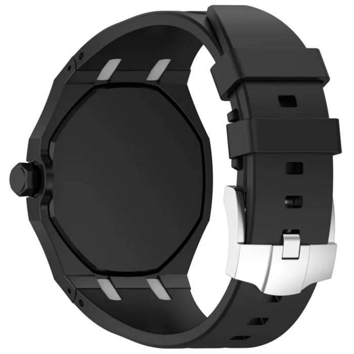 A-One Brand - Swatch Royal Pop Silikonarmband med Integrerat Skyddsskal - Svart/Vit