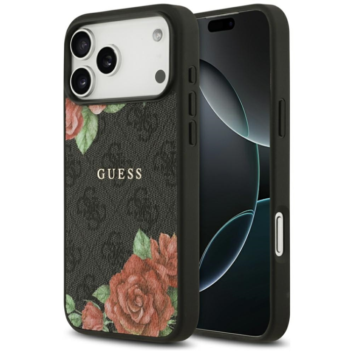 Guess - Guess iPhone 17 Pro Mobilskal Magsafe Flowers Print - Svart