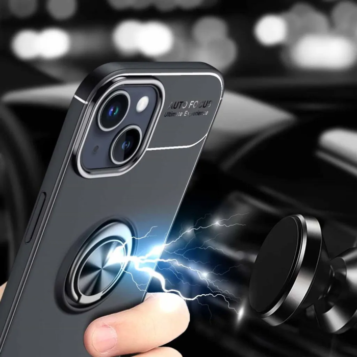 Taltech - iPhone 15 Plus Mobilskal Ringhållare - Rosaguld