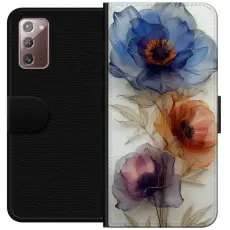 Gustaf - Pl&aring;nboksfodral till Samsung Galaxy Note20 med Silkesblommor