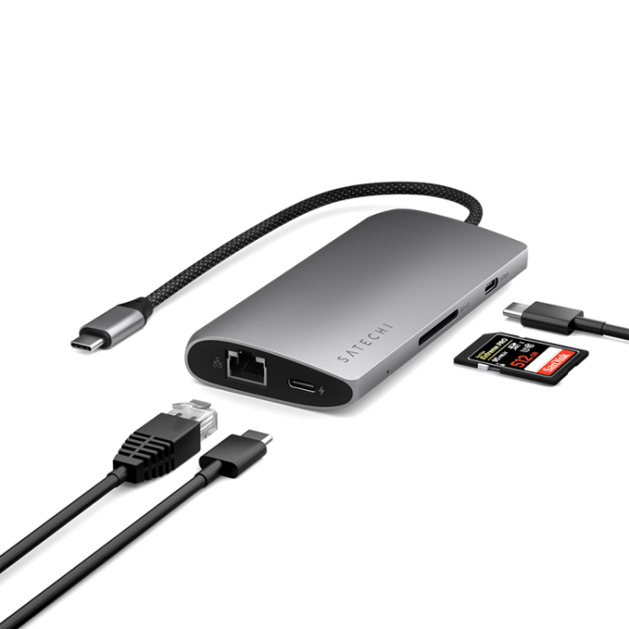 Satechi - Satechi USB-C Multiport HUB 8K med Ethernet V3 - Rymdgrå