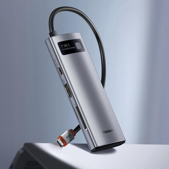 BASEUS - Baseus Hub 7in1 Metal Gleam - Grå