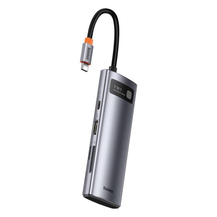 BASEUS - Baseus Hub 7in1 Metal Gleam - Grå